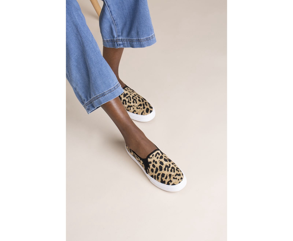 Slip Ons Keds Mujer Marrones - Double Decker Leopard - 608-VIRDUP